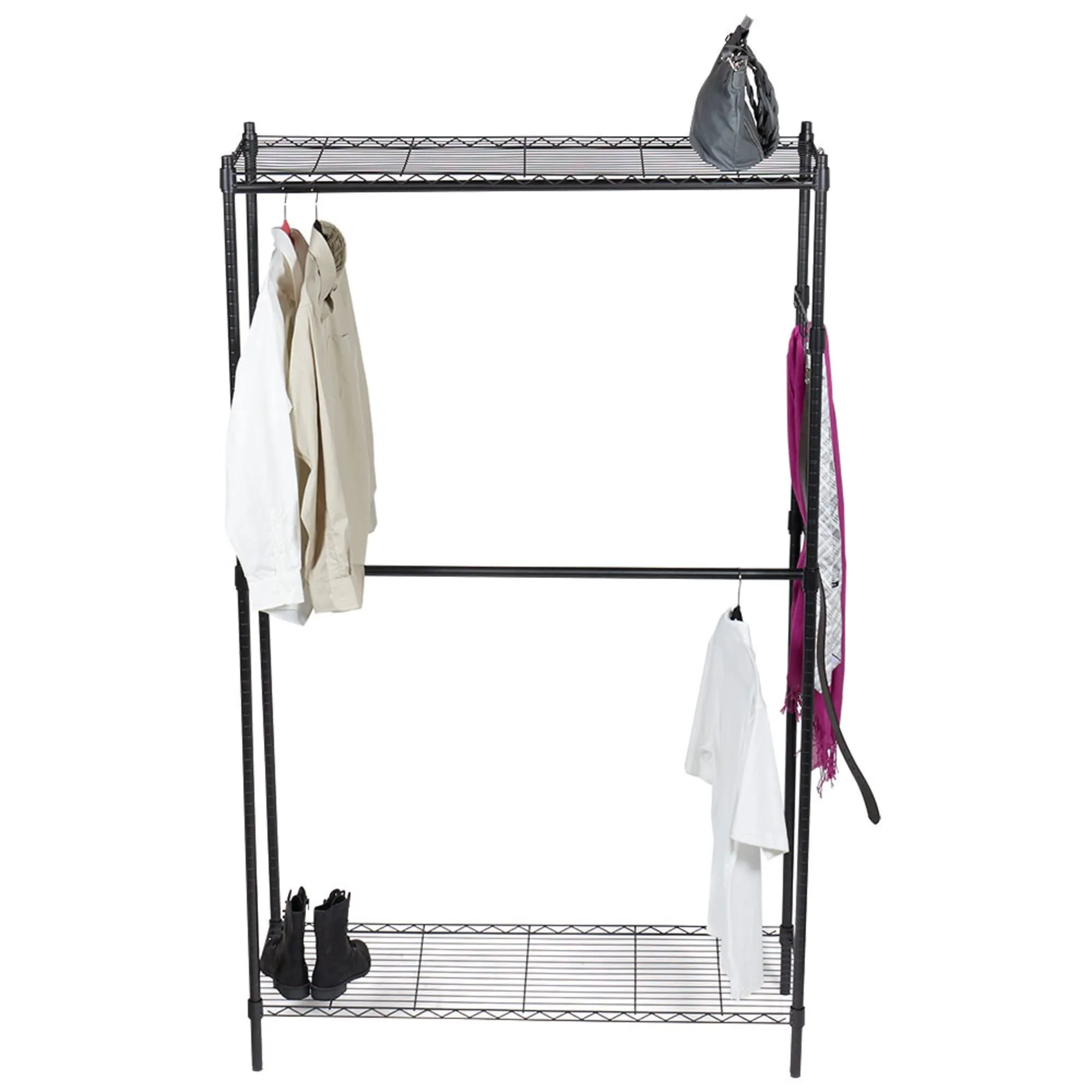 2 Tier Epoxy Coated Steel Garment Rack, Black