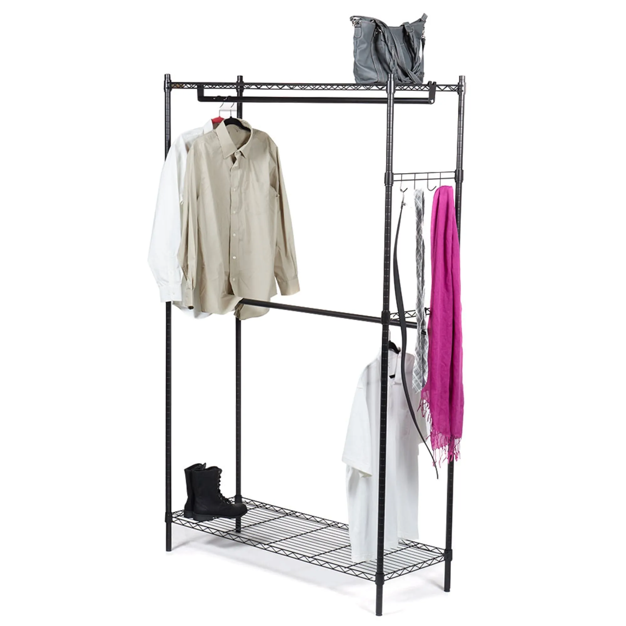 2 Tier Epoxy Coated Steel Garment Rack, Black