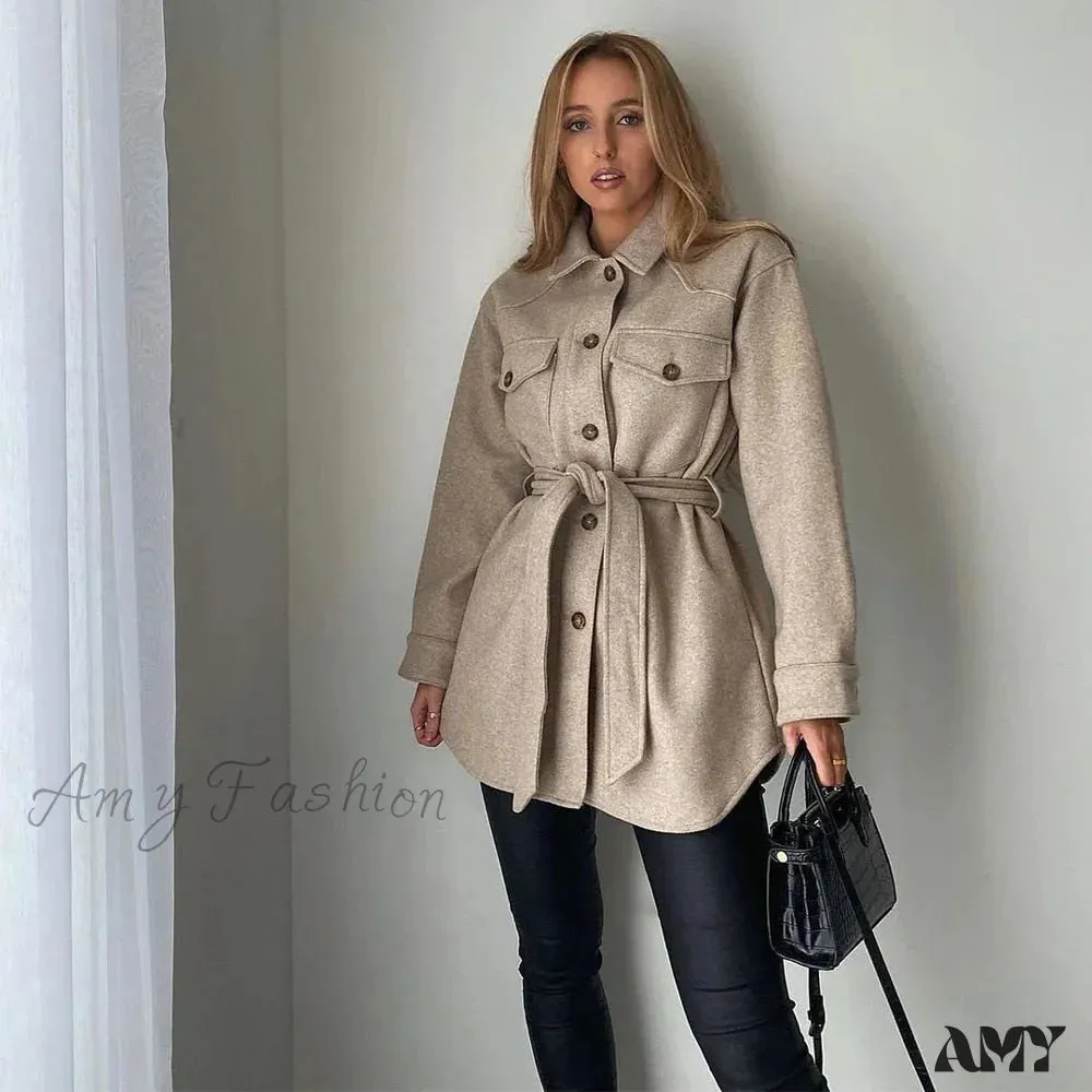 Amy Fashion - Long Sleeves Thicken Casual Fashion High Street Coat