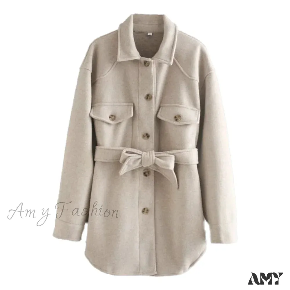 Amy Fashion - Long Sleeves Thicken Casual Fashion High Street Coat