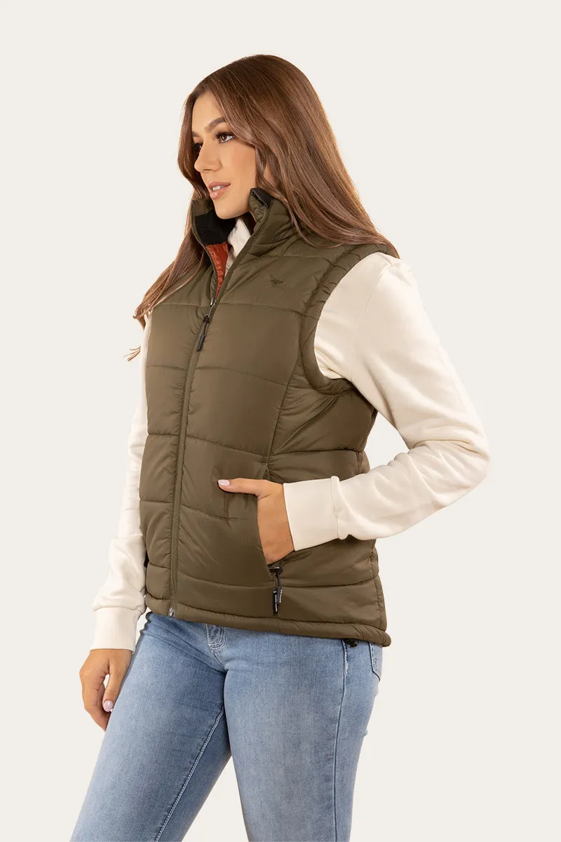 Bayside Womens Puffer Vest - Military Green