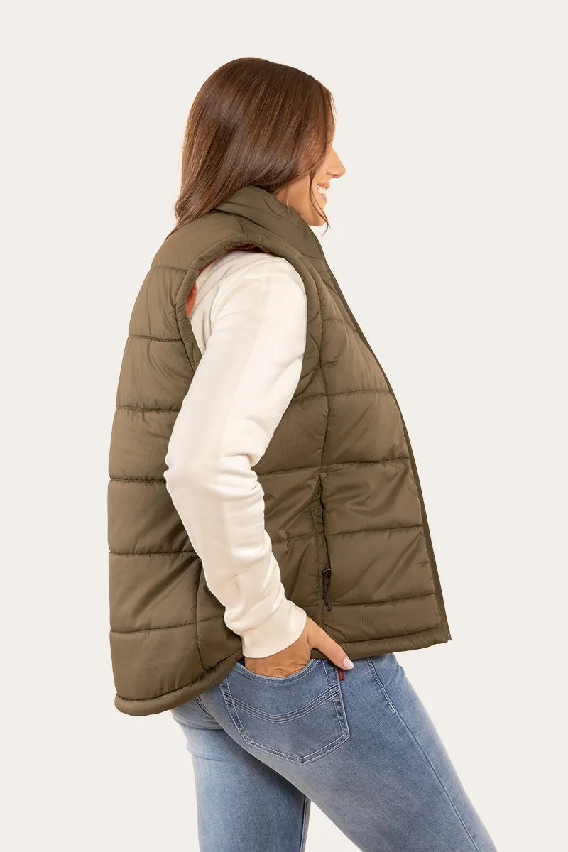 Bayside Womens Puffer Vest - Military Green