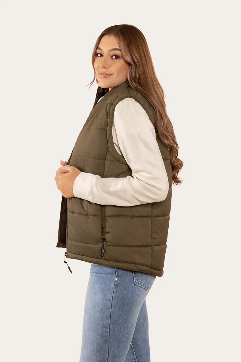 Bayside Womens Puffer Vest - Military Green