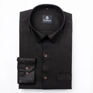 Black Color Linen Formal Shirts For Men