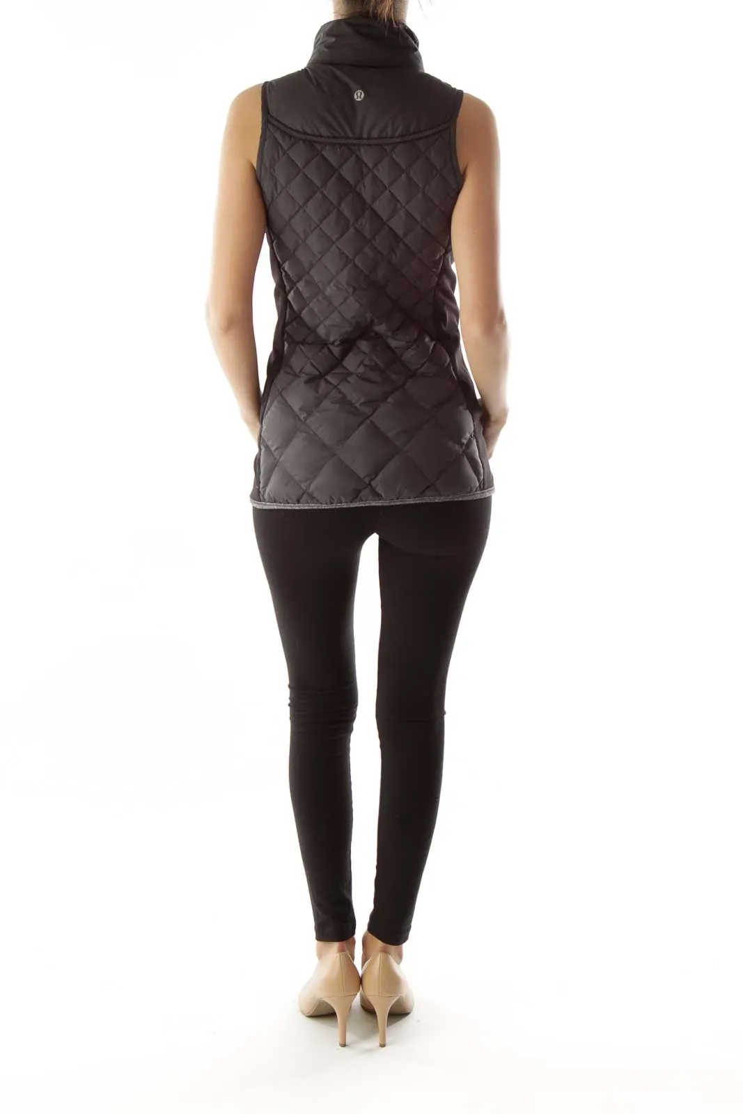 Black Quilted Goose Down Vest