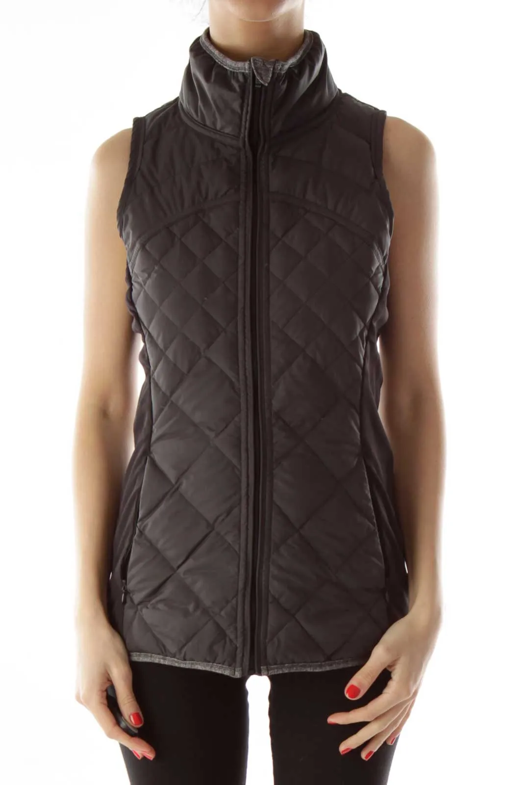 Black Quilted Goose Down Vest