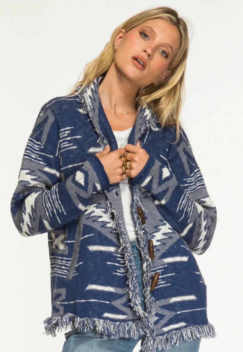 Blue Aztec Arrow Cardi