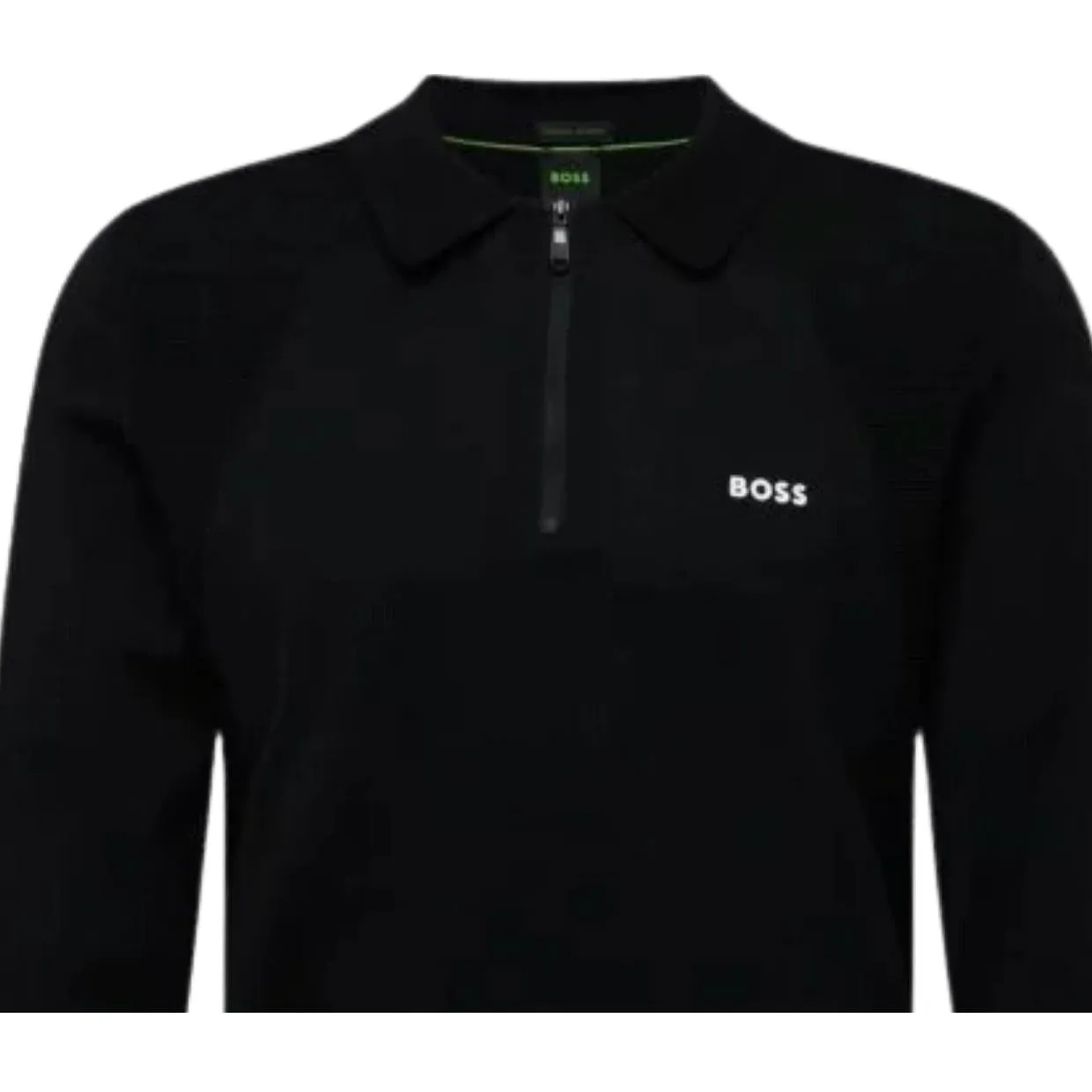 BOSS Momentum-Lite Black Half Zip Sweat Polo Shirt