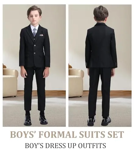 Boys Suits Size 14 Kids Black Suits for Boys Wedding Ring Bearer Outfit Boys' Formal Dress Vest Pants Suspenders Suit Set