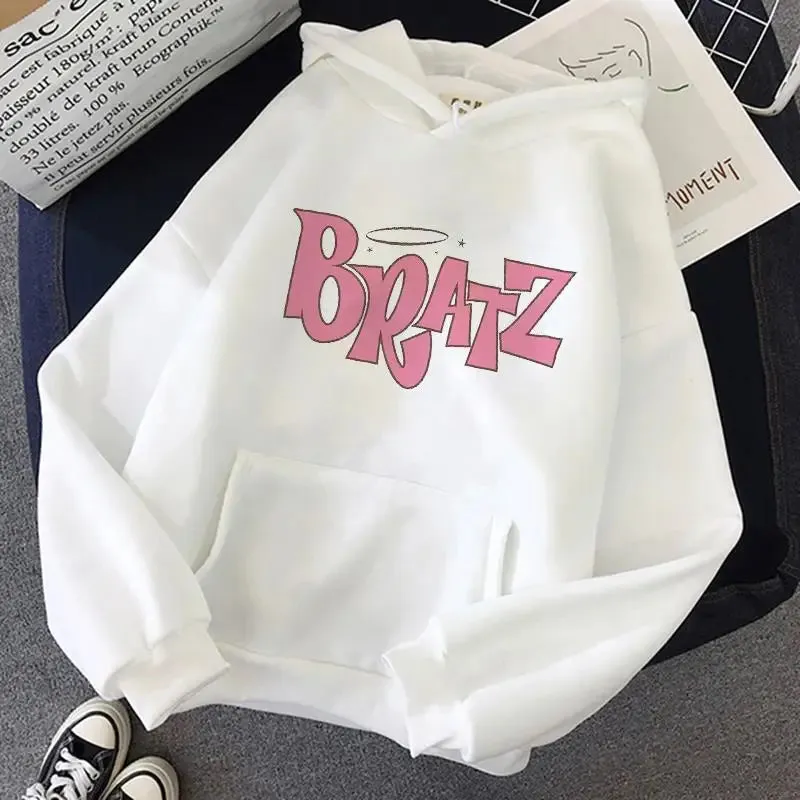 Bratz Letter Printed Plus Size Hooded Sweatshirt Men Women Hoodie Hip Hop Long Sleeve Streetwear Unisex Comfortable Clothes Tops