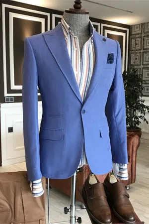 Brook Stylish Blue Peaked Lapel Prom Suit For Men