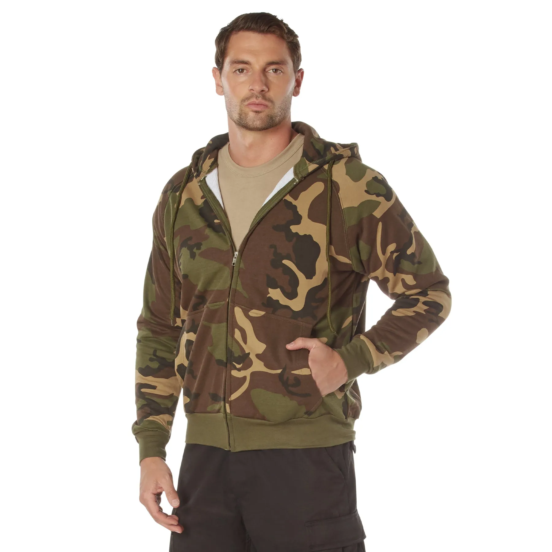 Camo Thermal-Lined Zipper Hooded Sweatshirts