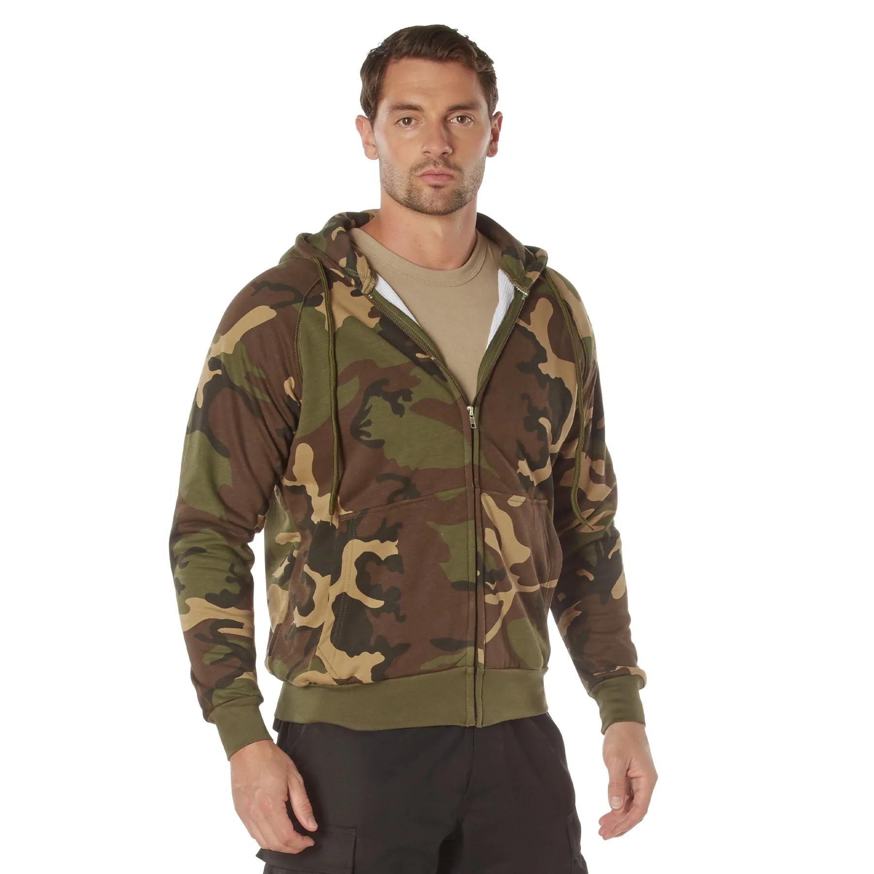 Camo Thermal-Lined Zipper Hooded Sweatshirts