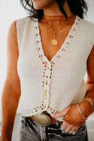 Cari Crochet Button Down Vest