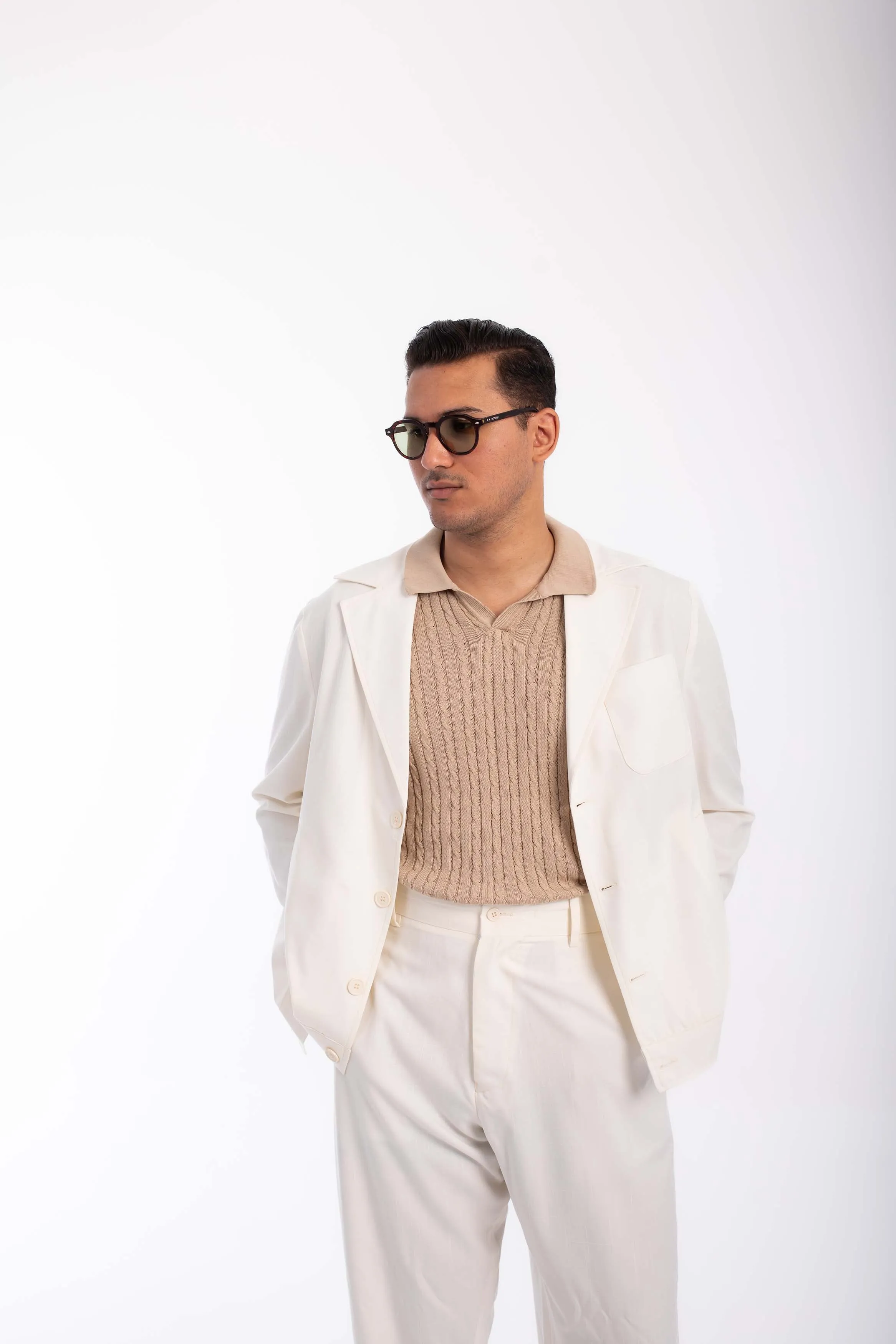 Casual  Suit oversized  linen-OFF White