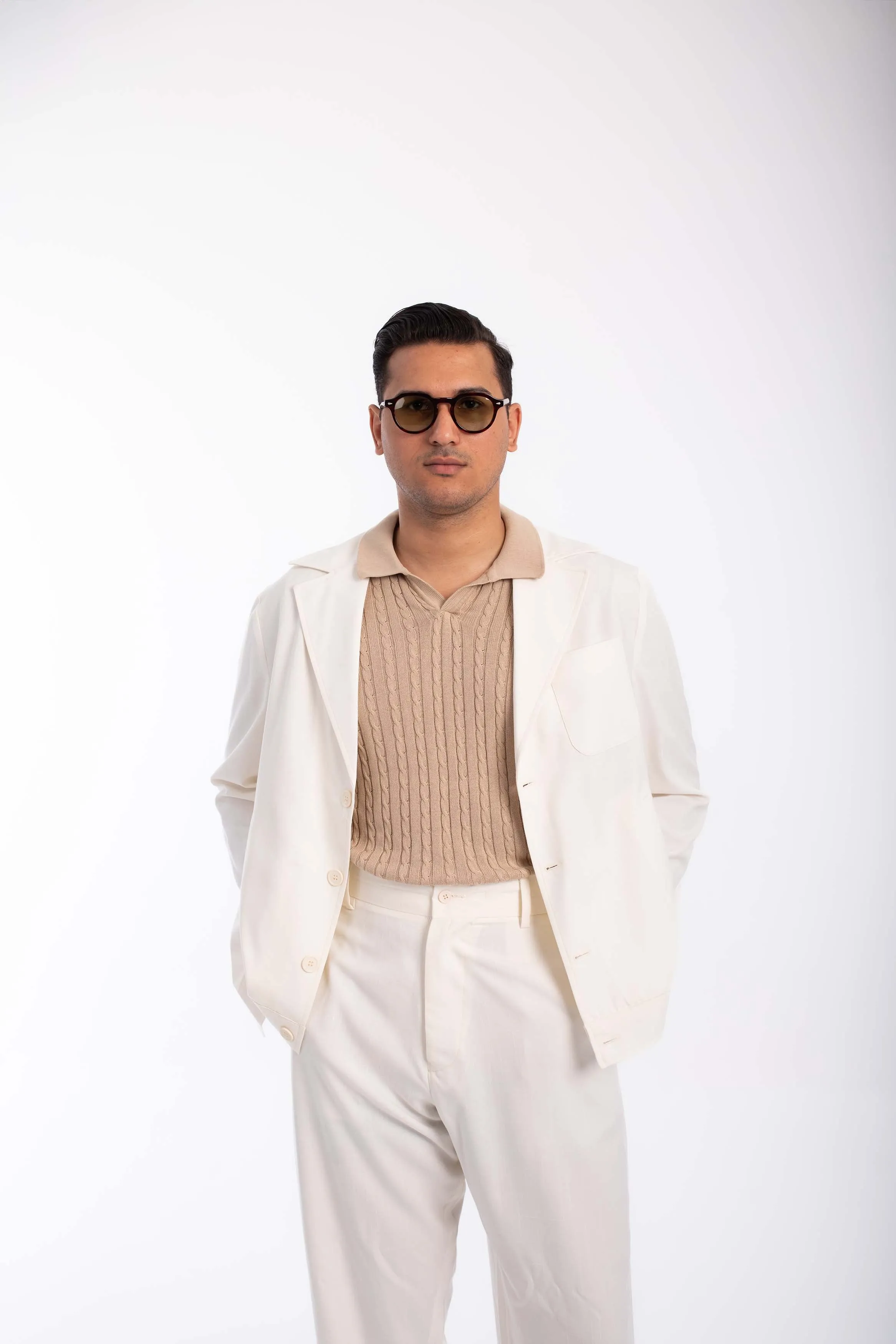 Casual  Suit oversized  linen-OFF White