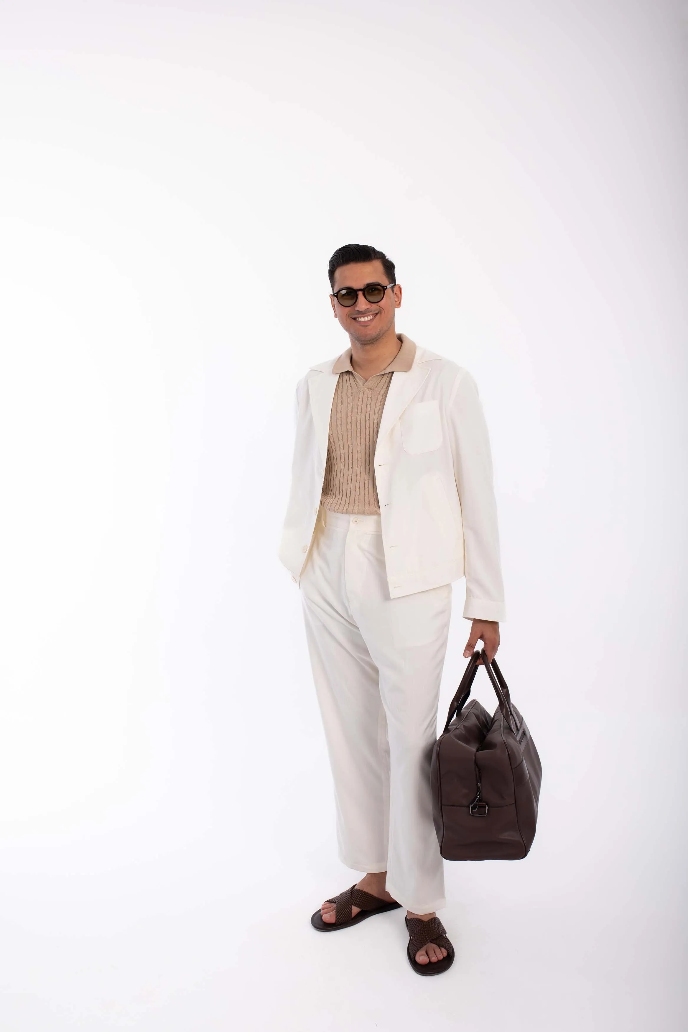 Casual  Suit oversized  linen-OFF White