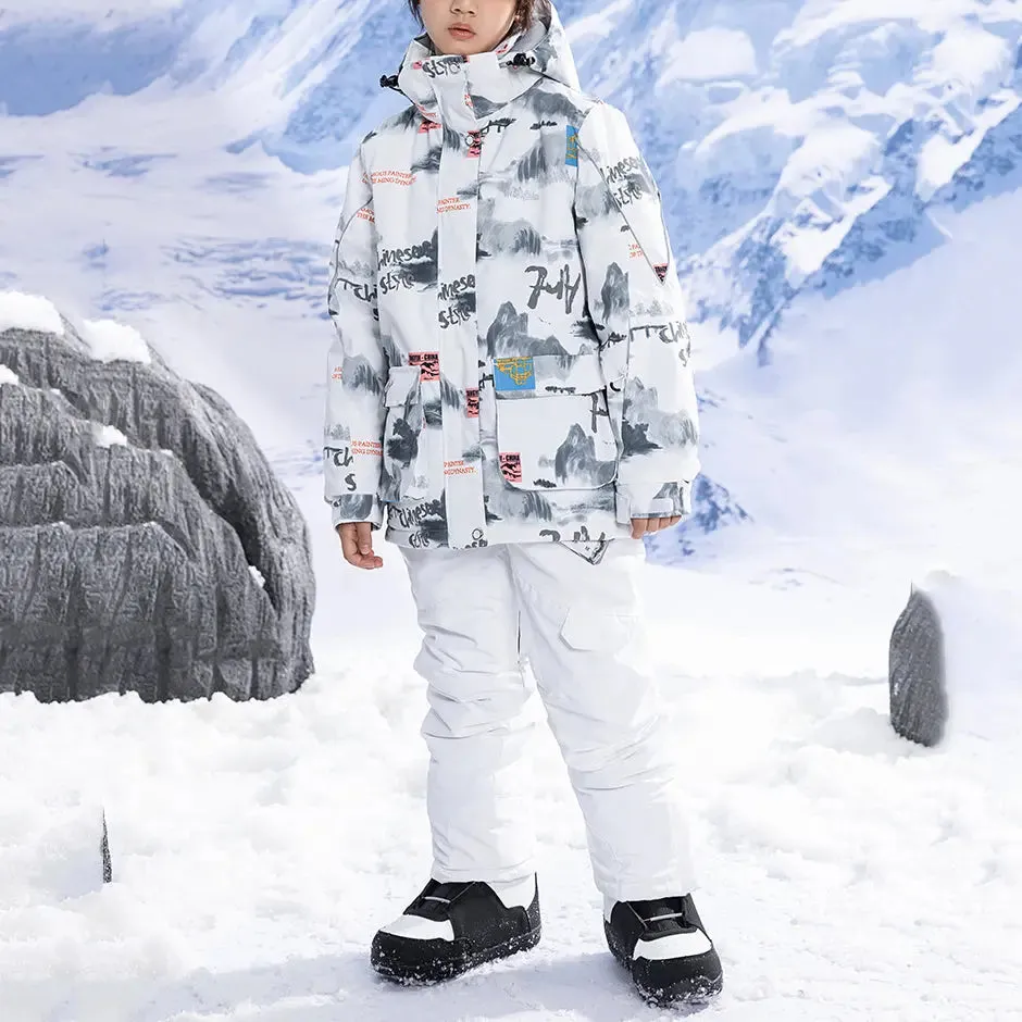 Children Ski Snowboarding Bibs Pants & Jacket Waterproof Outwear