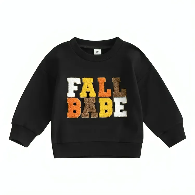 Colorful "Fall Babe" Embroidered Baby Sweatshirt