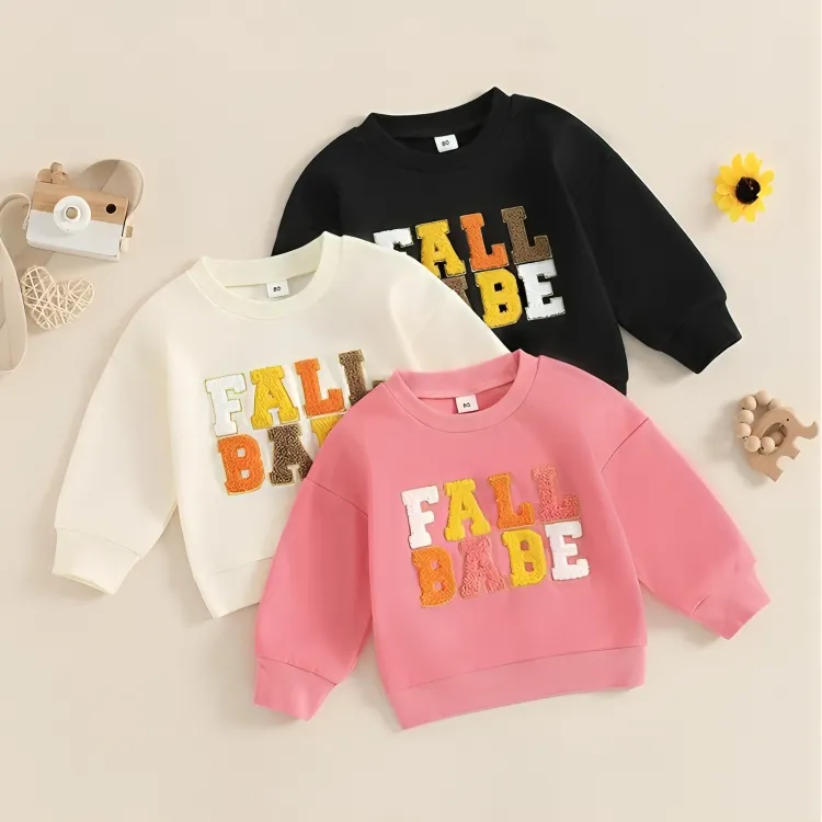 Colorful "Fall Babe" Embroidered Baby Sweatshirt