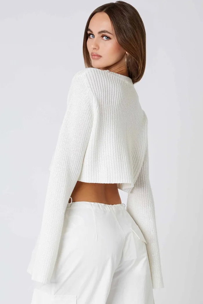 Cropped Flare Sleeve Sweater