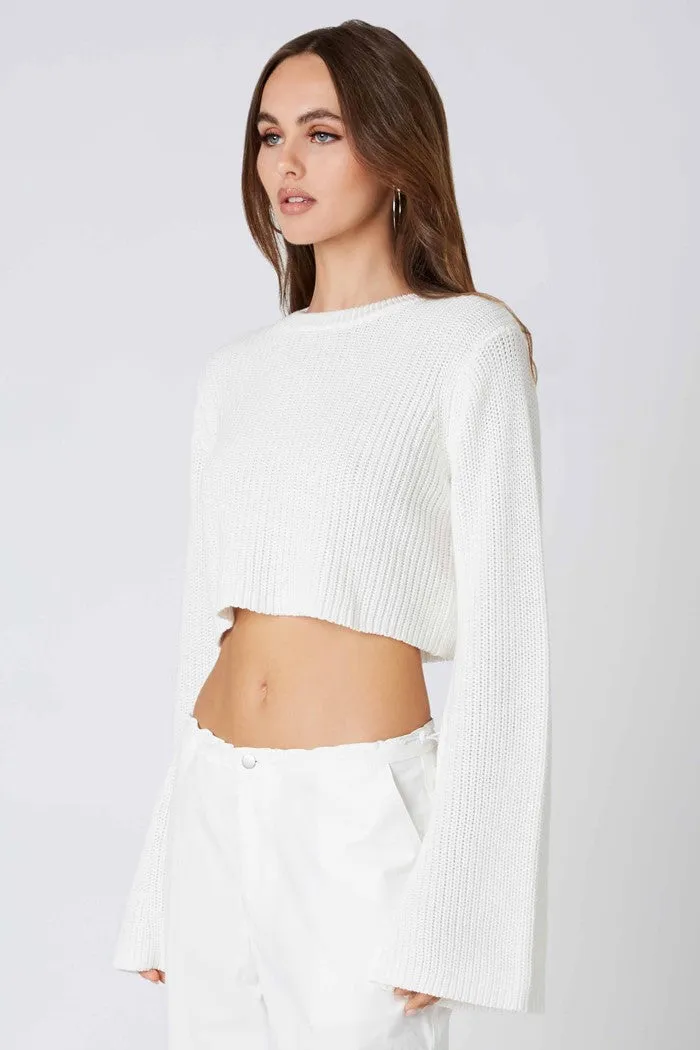 Cropped Flare Sleeve Sweater