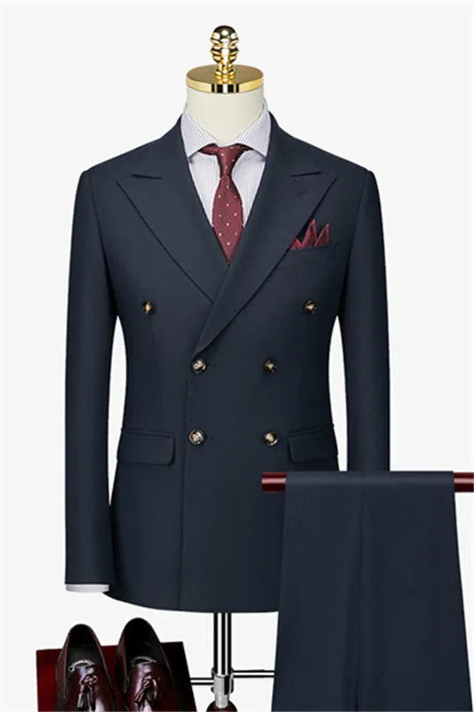 Daniel Dark Navy Stylish Double-Breasted Peaked Lapel Business Suit