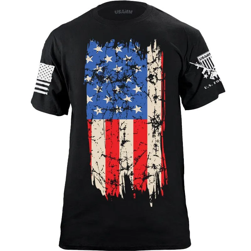 Distressed Vertical US Flag T-Shirt