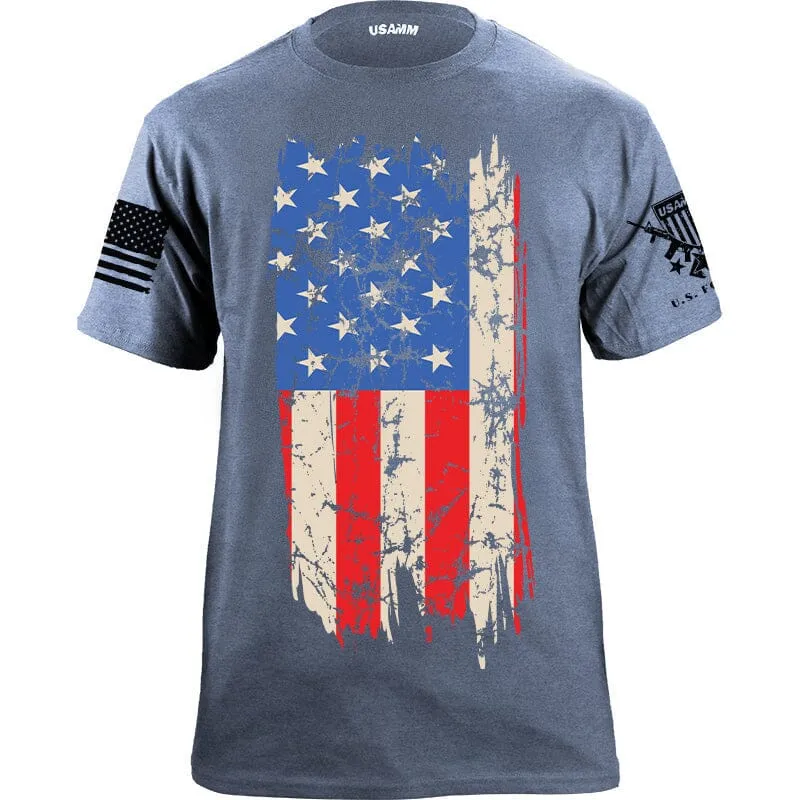 Distressed Vertical US Flag T-Shirt