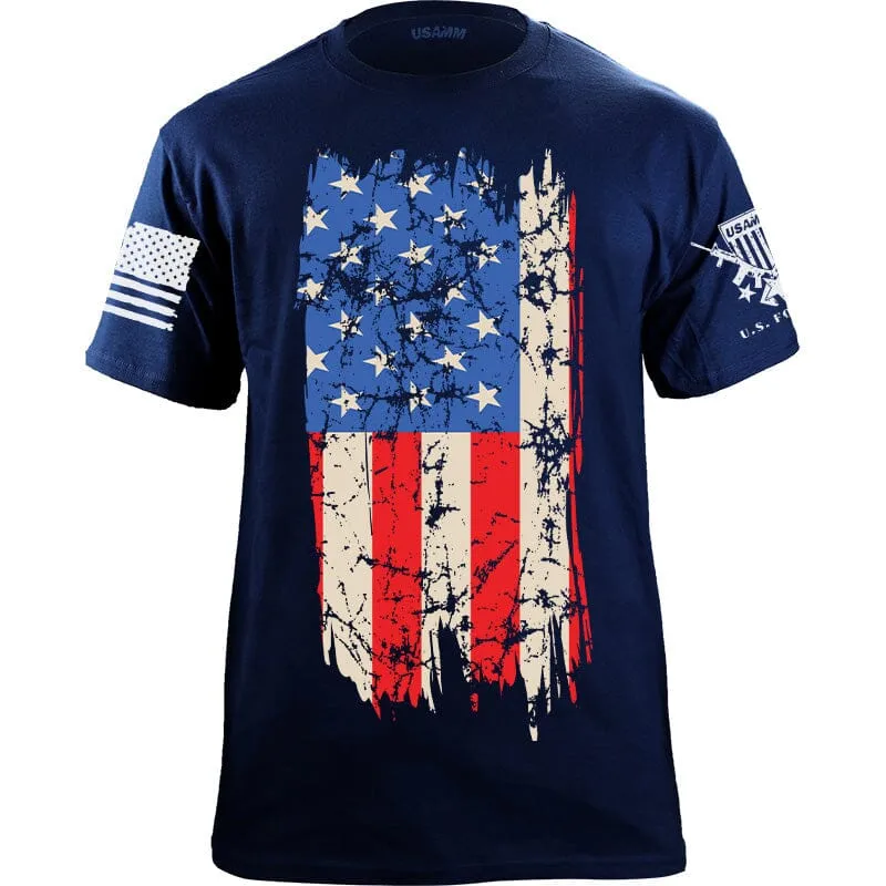 Distressed Vertical US Flag T-Shirt