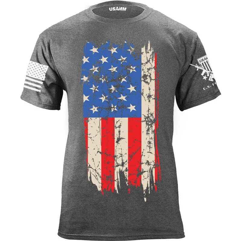 Distressed Vertical US Flag T-Shirt