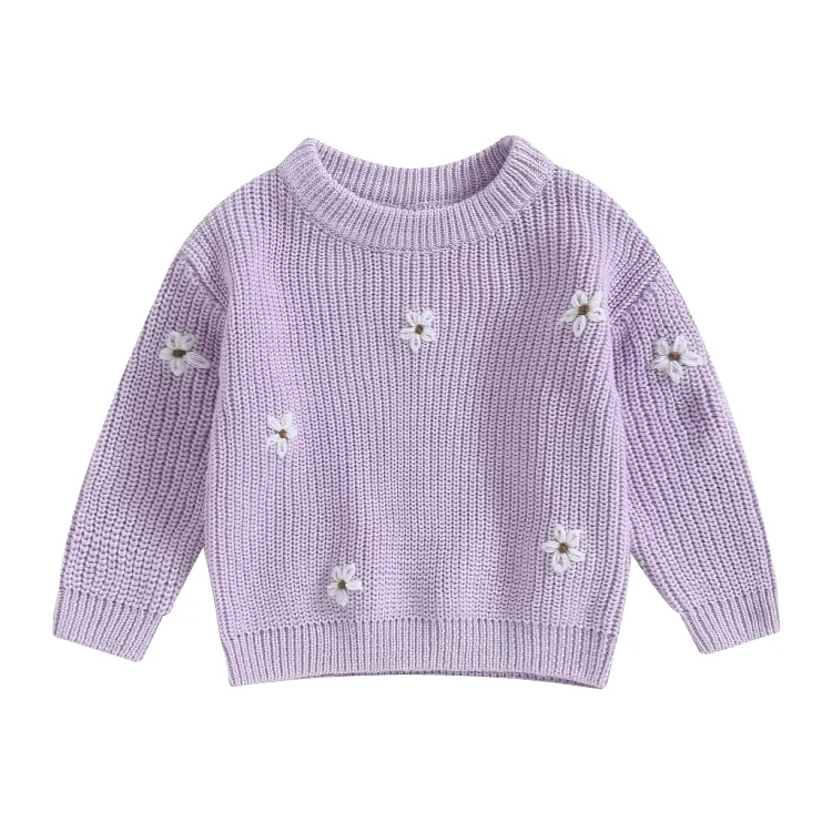 Floral Knit Pullover Baby Sweater