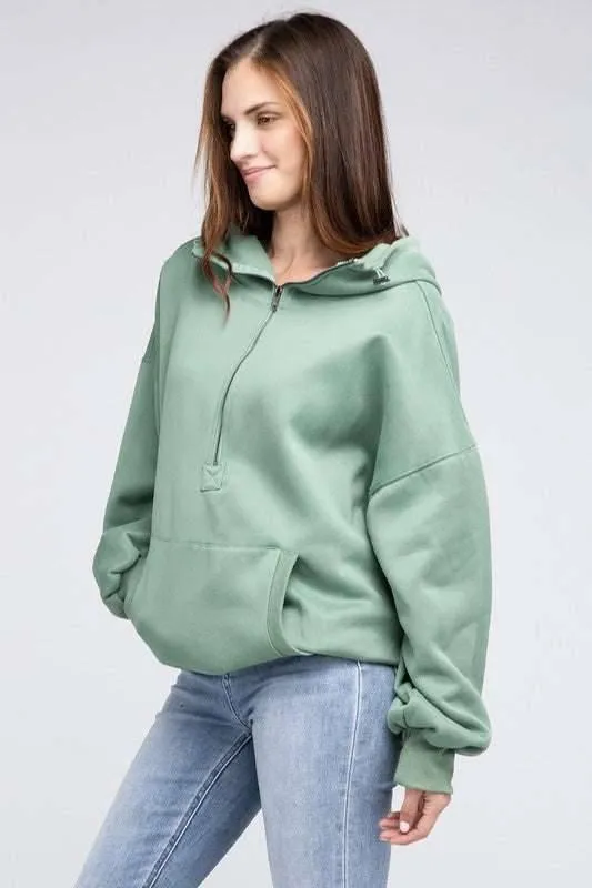 Front Pocket Half Zip Hoodie