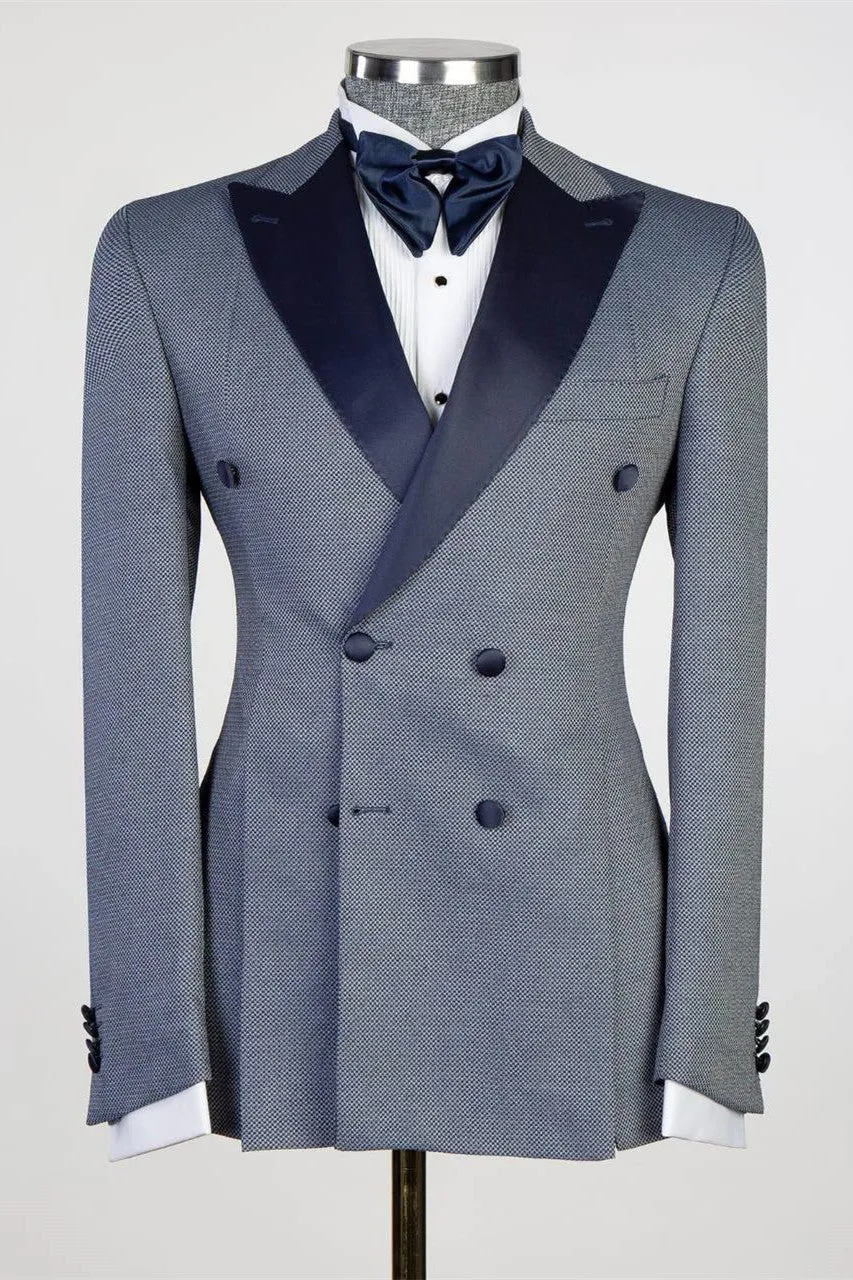 Harold Stylish Grey Double-Breasted Peaked Lapel Men’s Suit