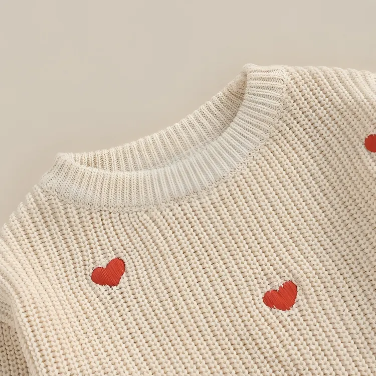 Hearts Knitted Crochet Baby Sweater