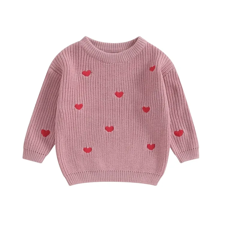 Hearts Knitted Crochet Baby Sweater