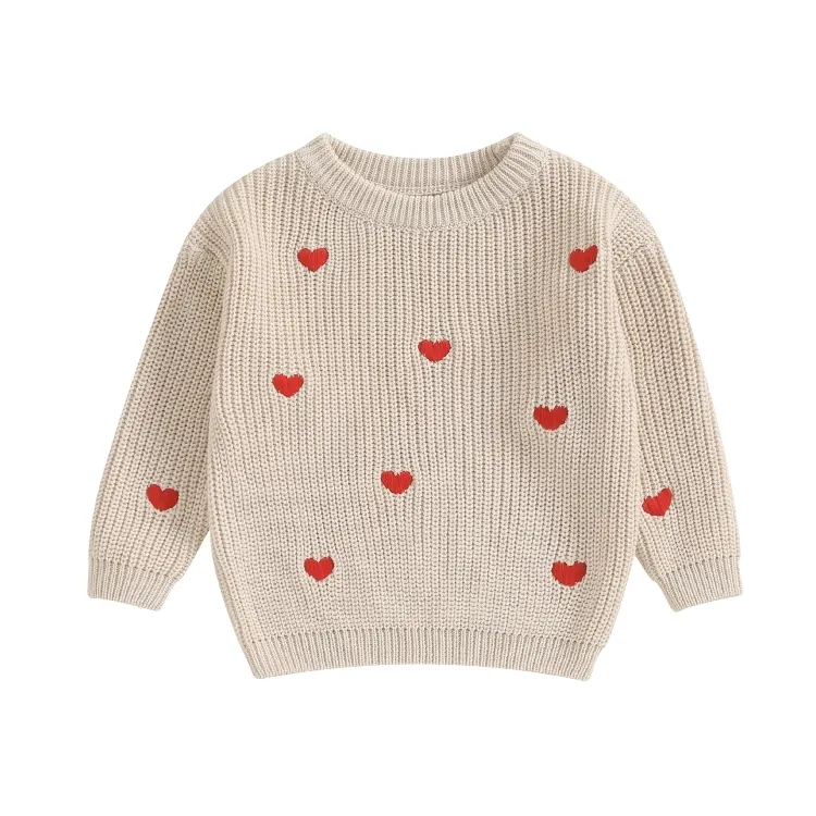 Hearts Knitted Crochet Baby Sweater