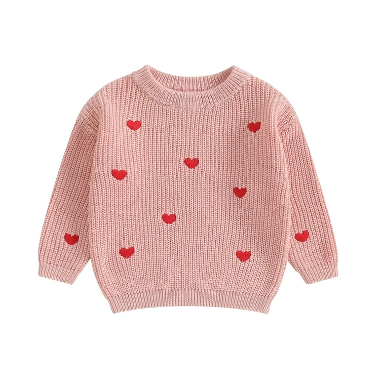 Hearts Knitted Crochet Baby Sweater