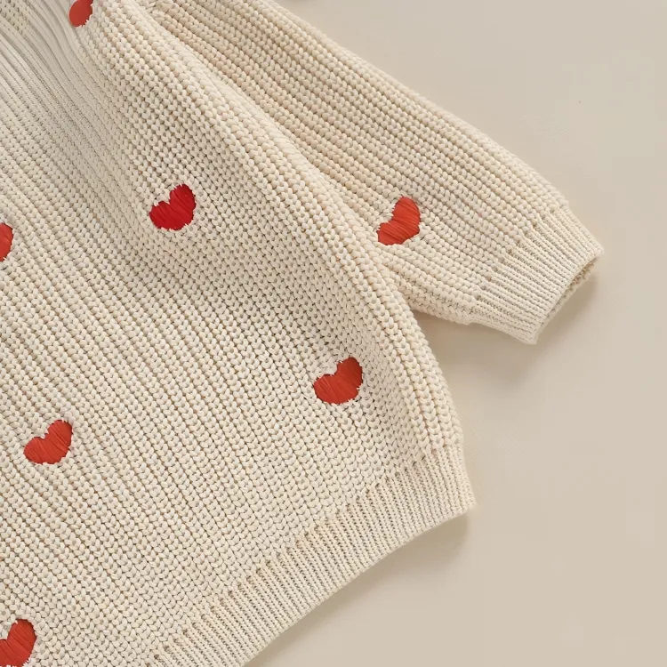 Hearts Knitted Crochet Baby Sweater