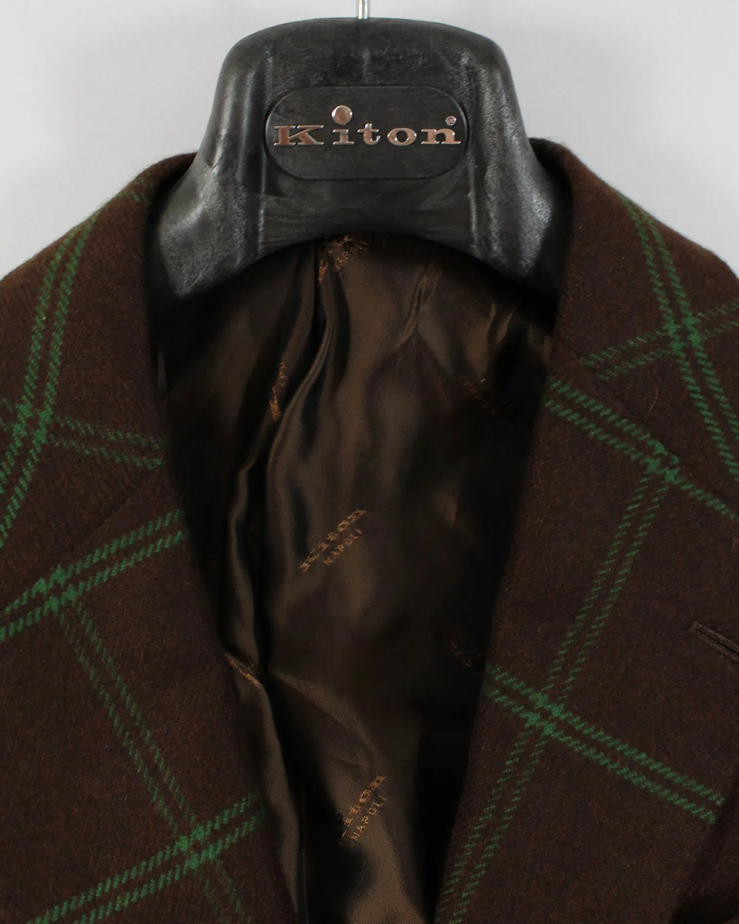 Kiton Cashmere Sport Coat Maroon Green Windowpane 2 Button EUR 50/ US 40 R SALE