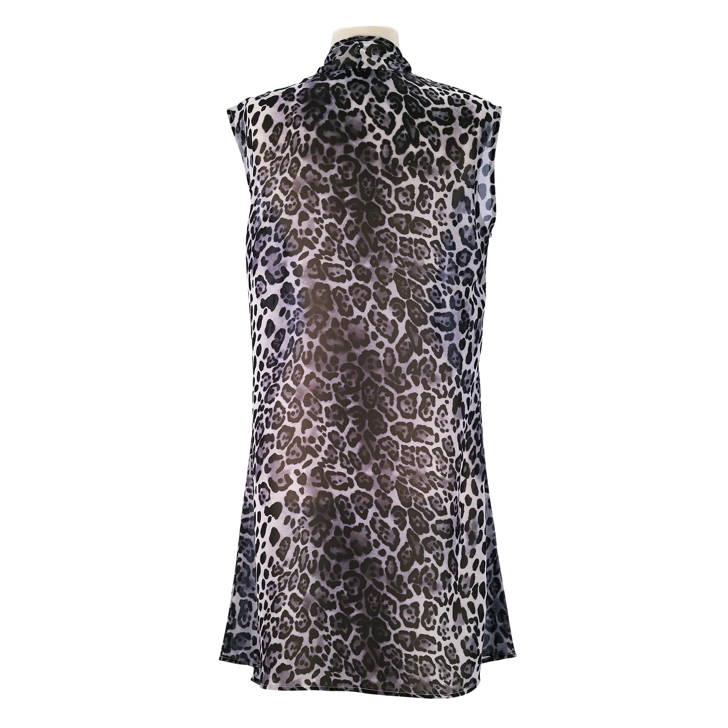 Leopard Skin Blk/Wht Sheer Long Vest