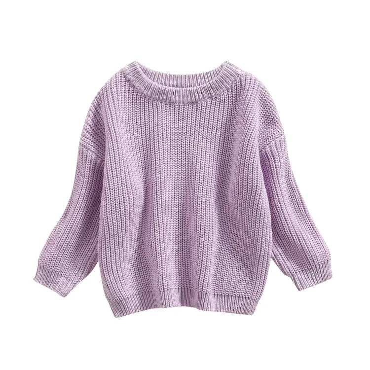 Long Sleeve Solid Color Knitted Sweater