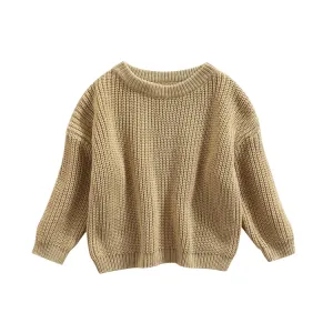 Long Sleeve Solid Color Knitted Sweater