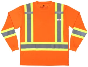 MCR Safety LS Tshirt,CL2 Lvl 2,Solid,Orange S