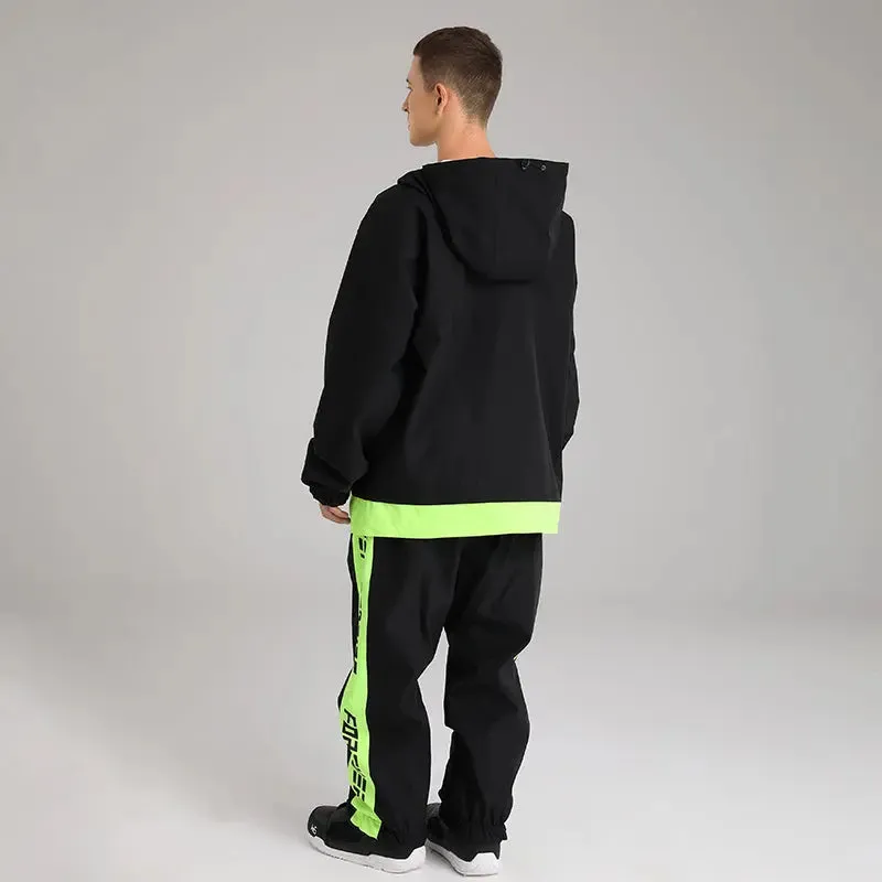 Men Oversized Ski Pullover & Pants Set Hooded Anorak Snowboard Outwear