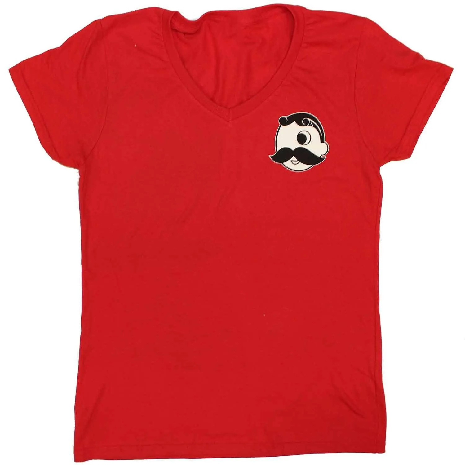 National Bohemian Logo w/ Calvert Stripes (Red) / Ladies V-Neck Shirt