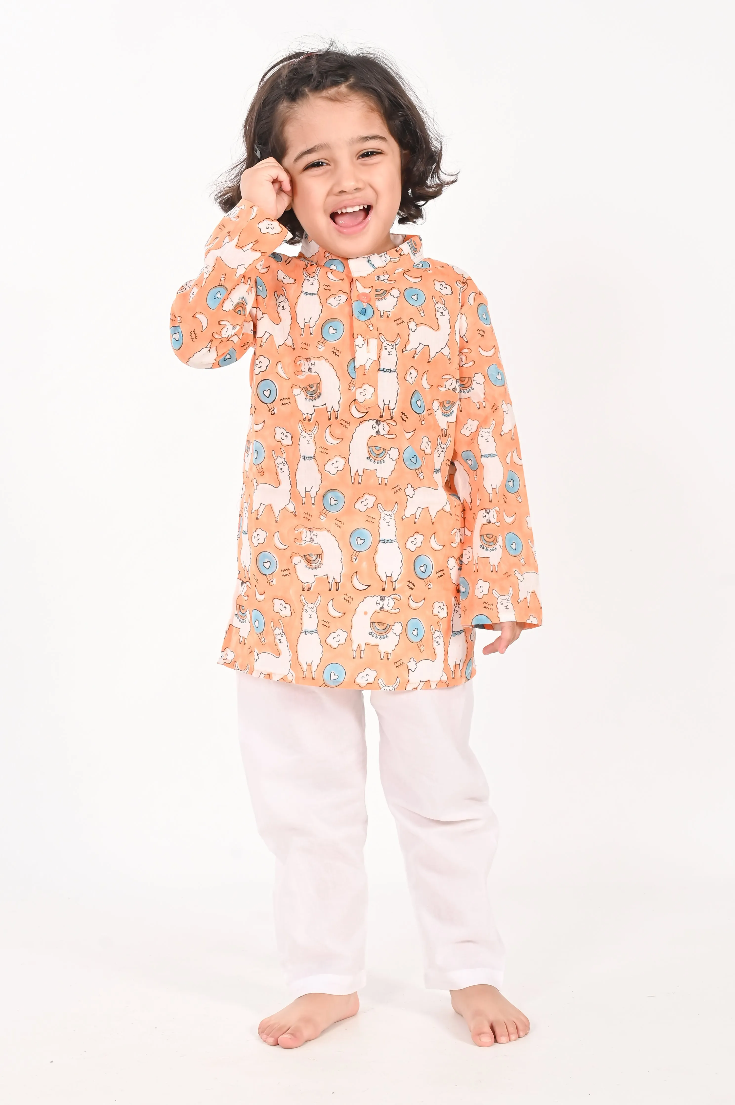 No Drama Llama- Cotton kurta for kids | cotton full sleeves kurta for boys | cotton shirt for boys