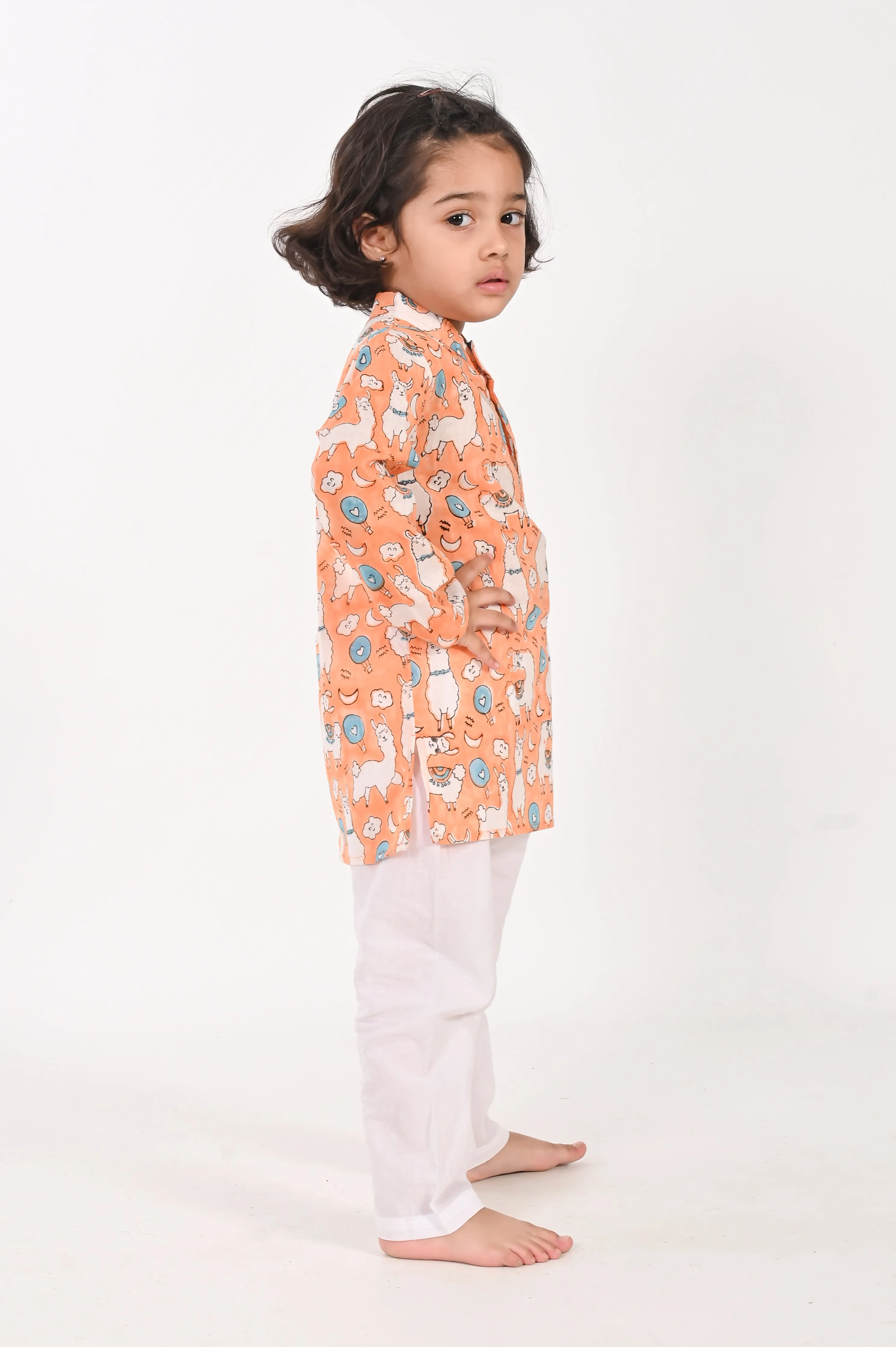 No Drama Llama- Cotton kurta for kids | cotton full sleeves kurta for boys | cotton shirt for boys