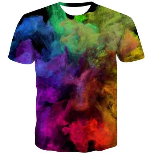 Painting T shirts Men Psychedelic T shirts Funny Abstract T-shirts 3d Colorful Shirt Print Black Tshirts Novelty Short Sleeve