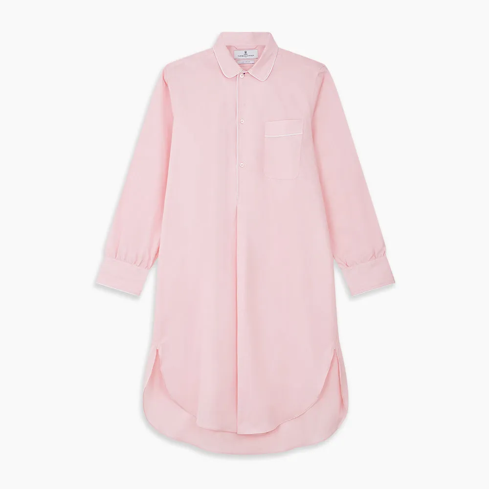 Pink Piped End-On-End Cotton Nightshirt